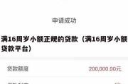 满16周岁小额正规的贷款（满16周岁小额贷款平台）