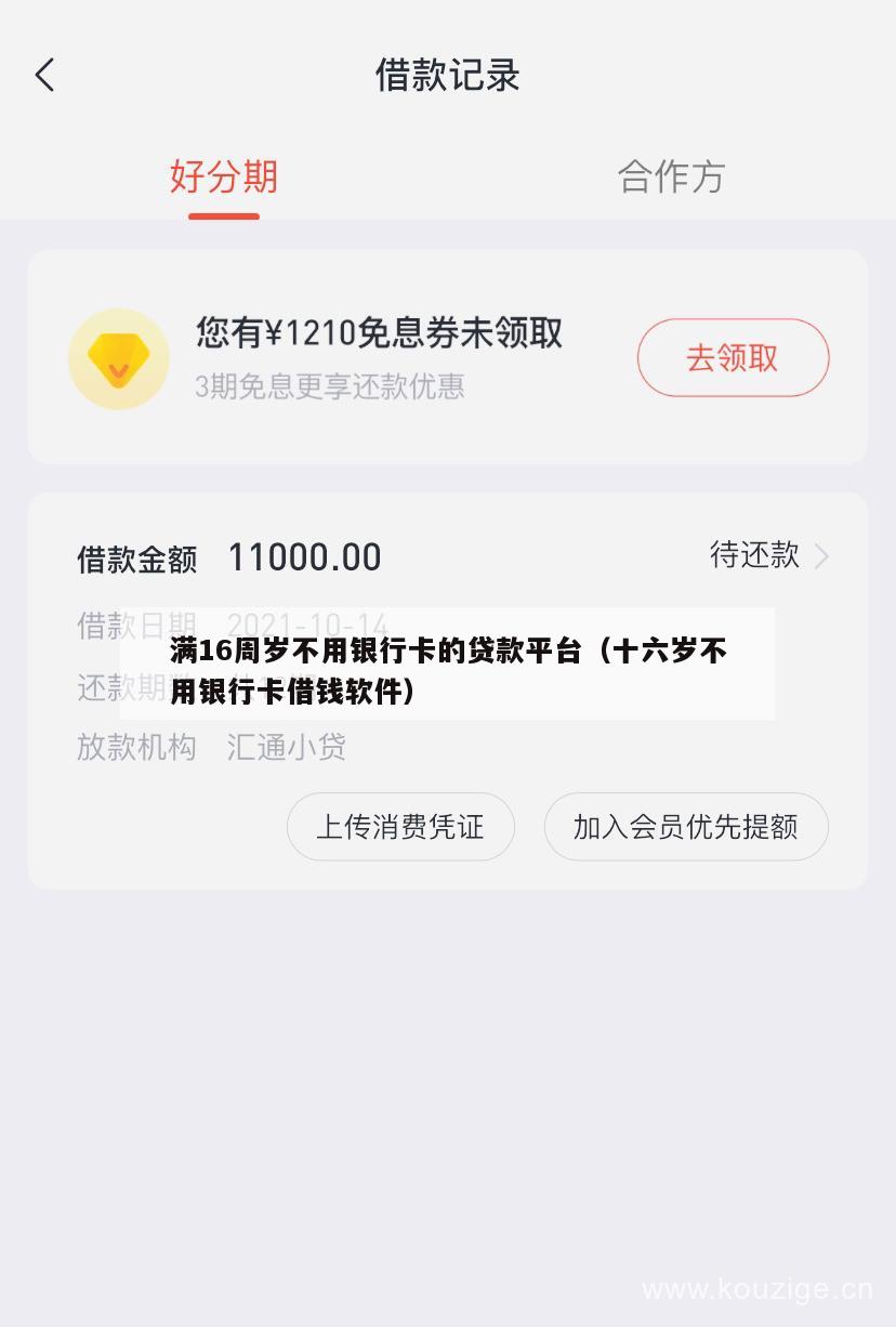 满16周岁不用银行卡的贷款平台(十六岁不用银行卡借钱软件)