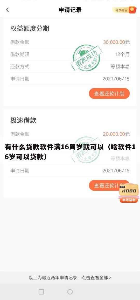 有什么贷款软件满16周岁就可以(啥软件16岁可以贷款)