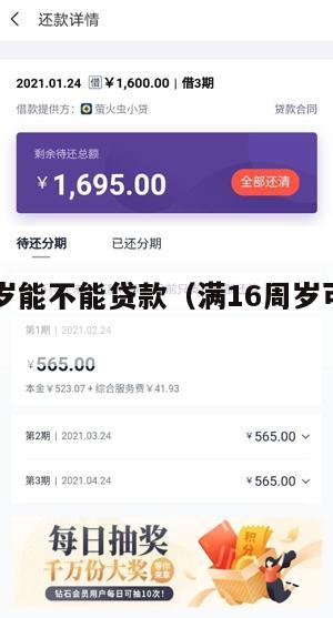 满16周岁能不能贷款(满16周岁可以贷款嘛)