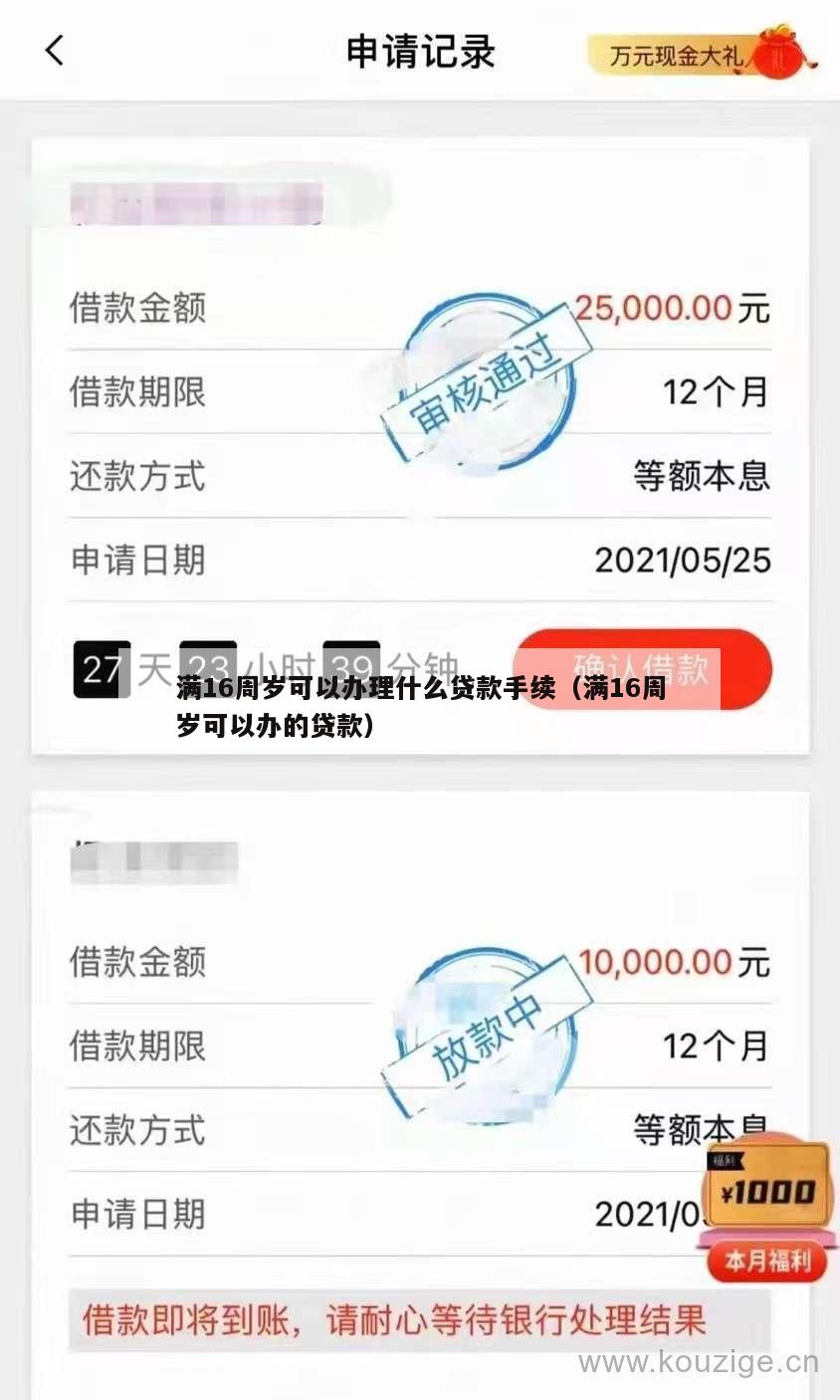 满16周岁可以办理什么贷款手续(满16周岁可以办的贷款)